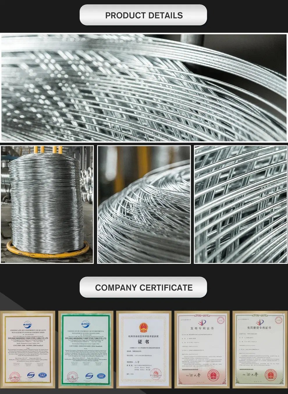 0.9mm 1.25mm 1.60mm Heavy Zinc Coating Gi Wire Armouring Cable Wire